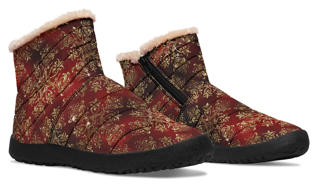 Christmas Wrapping Paper Faux Fur Ankle Boots