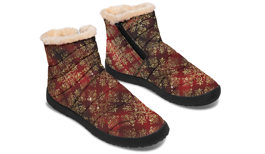 Christmas Wrapping Paper Faux Fur Ankle Boots