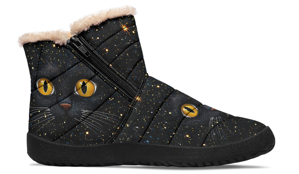 Cosmic Cat Eyes Faux Fur Ankle Boots