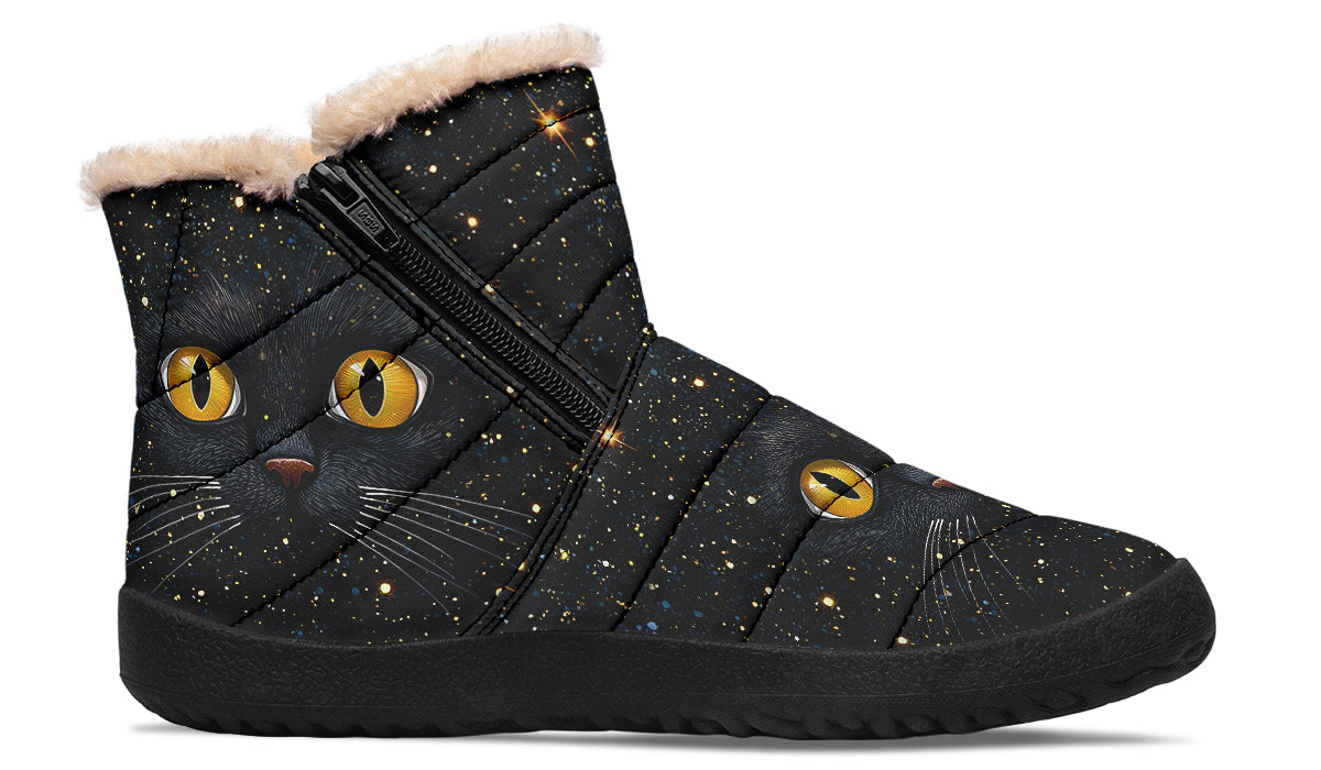 Cosmic Cat Eyes Faux Fur Ankle Boots