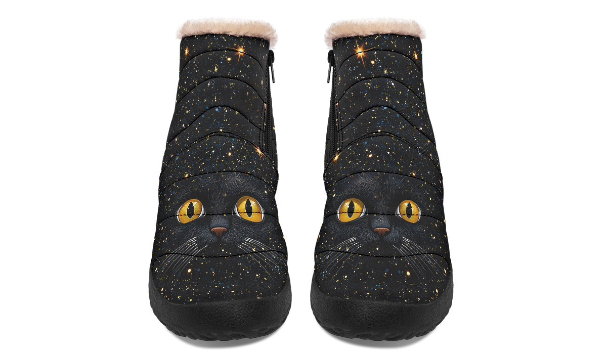 Cosmic Cat Eyes Faux Fur Ankle Boots