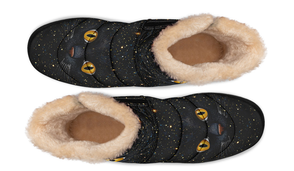 Cosmic Cat Eyes Faux Fur Ankle Boots