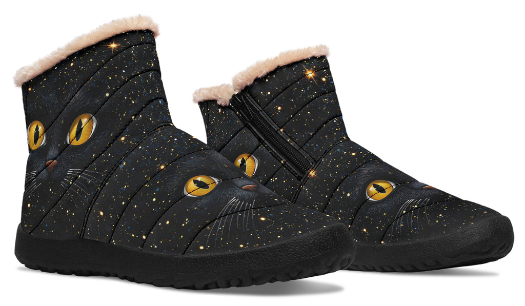 Cosmic Cat Eyes Faux Fur Ankle Boots