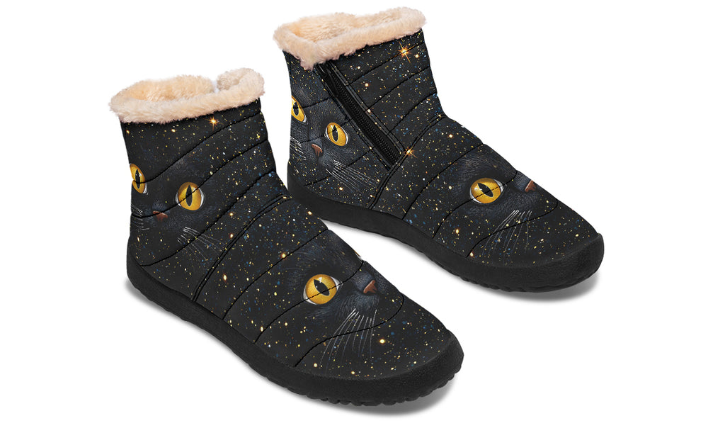 Cosmic Cat Eyes Faux Fur Ankle Boots