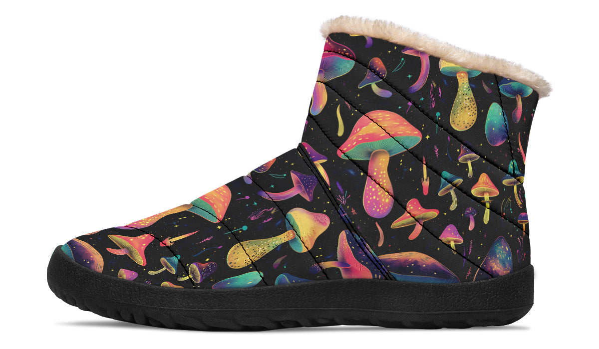 Cosmic Mushrooms Faux Fur Ankle Boots