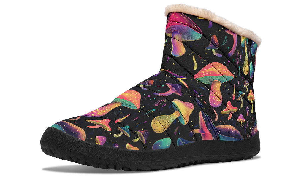 Cosmic Mushrooms Faux Fur Ankle Boots