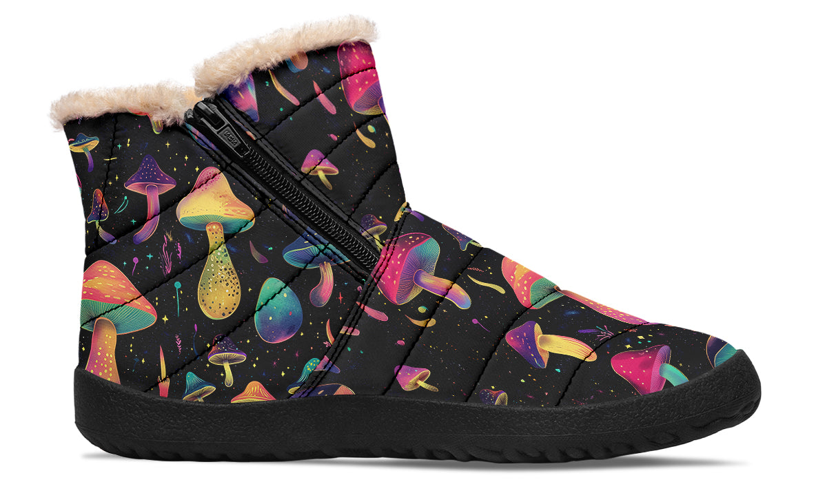 Cosmic Mushrooms Faux Fur Ankle Boots