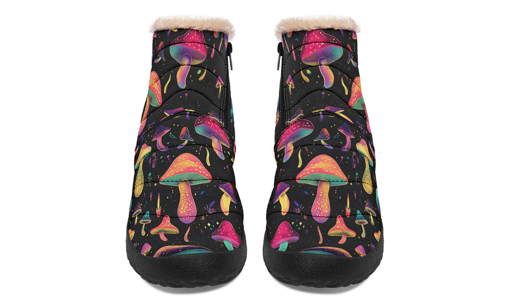 Cosmic Mushrooms Faux Fur Ankle Boots