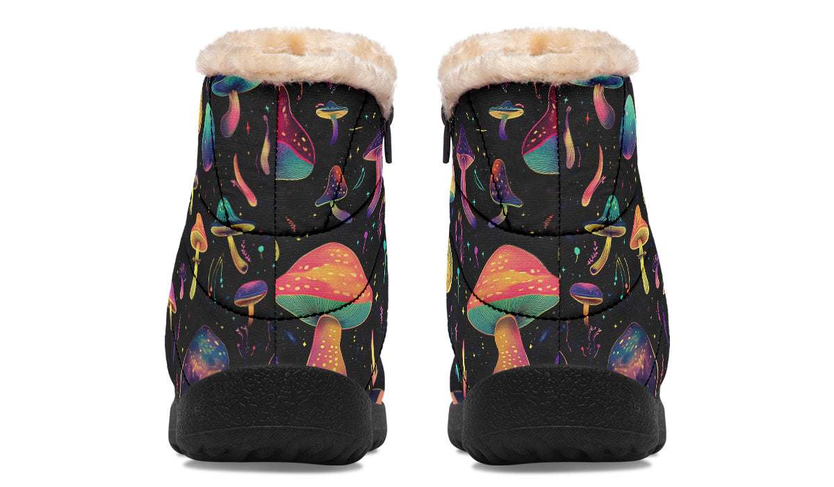 Cosmic Mushrooms Faux Fur Ankle Boots