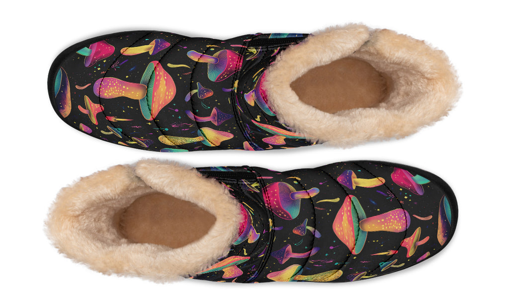 Cosmic Mushrooms Faux Fur Ankle Boots