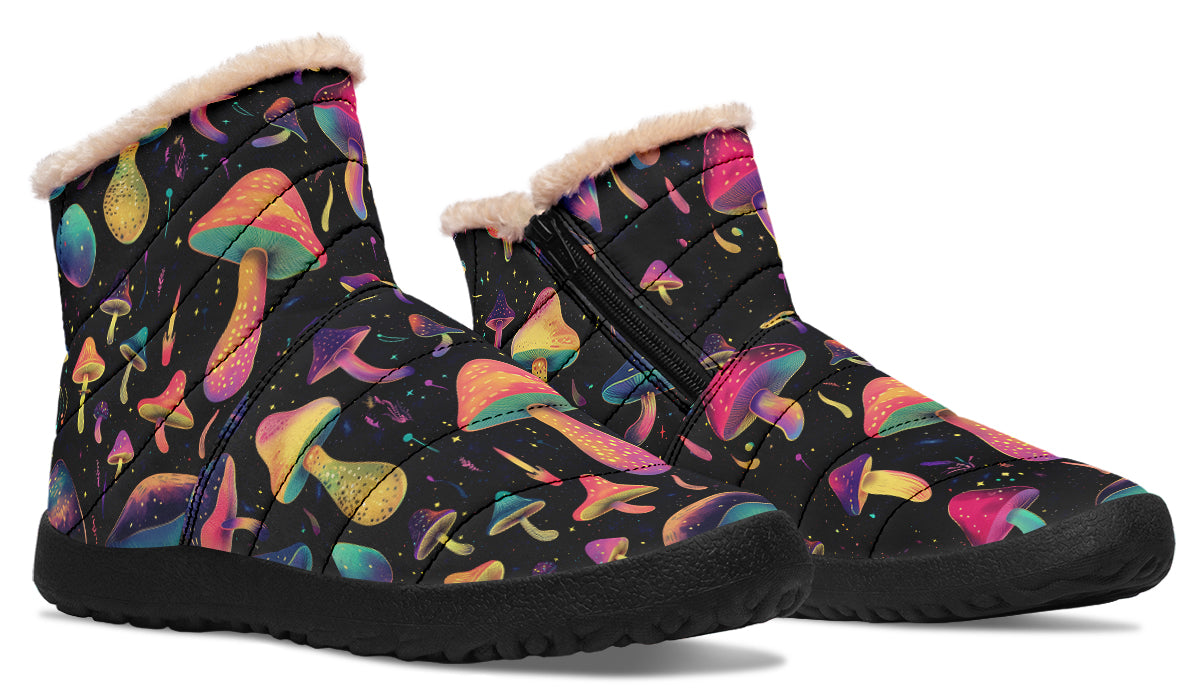 Cosmic Mushrooms Faux Fur Ankle Boots