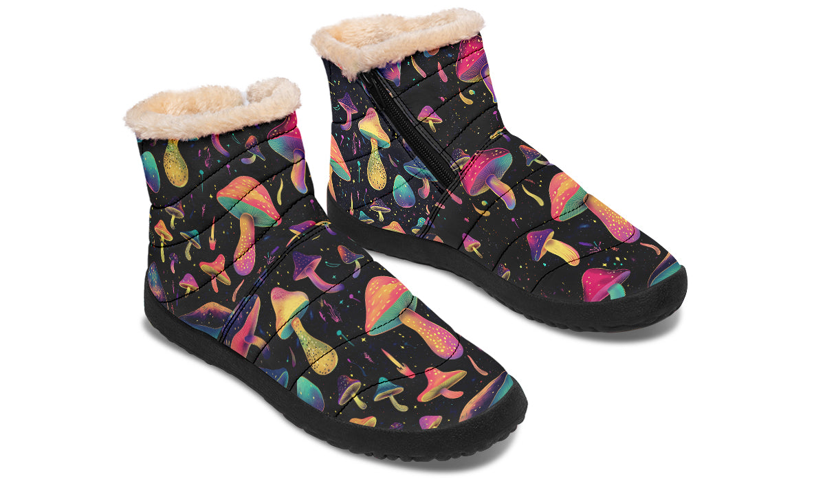 Cosmic Mushrooms Faux Fur Ankle Boots