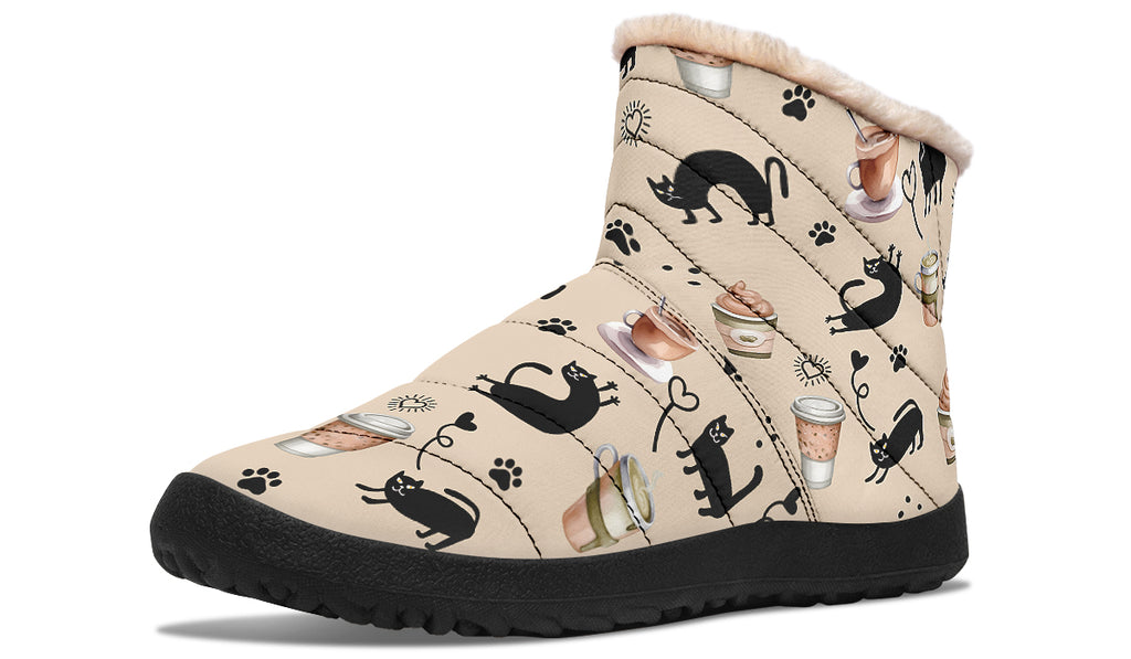 Cozy Coffee Cat Faux Fur Ankle Boots