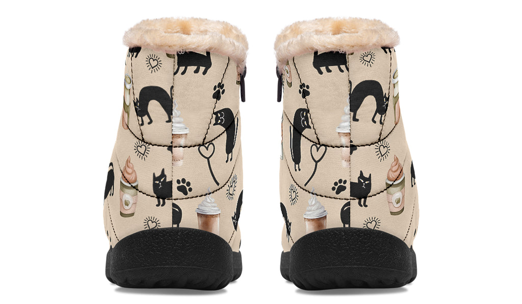 Cozy Coffee Cat Faux Fur Ankle Boots