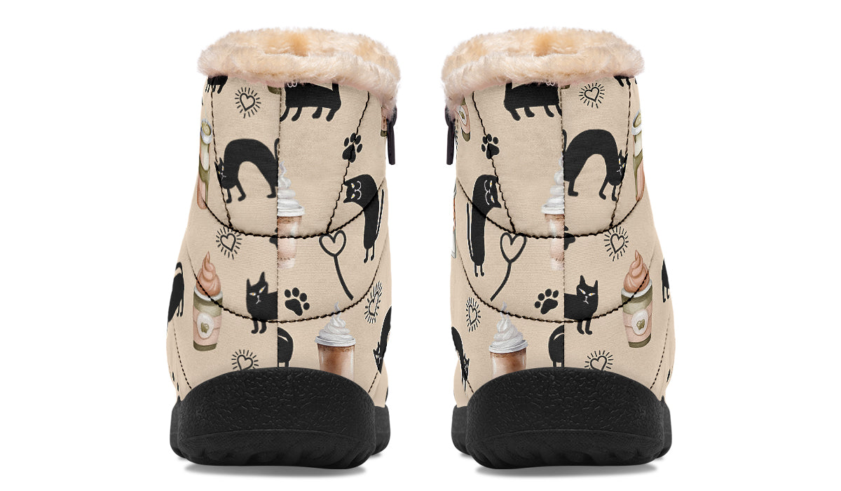 Cozy Coffee Cat Faux Fur Ankle Boots