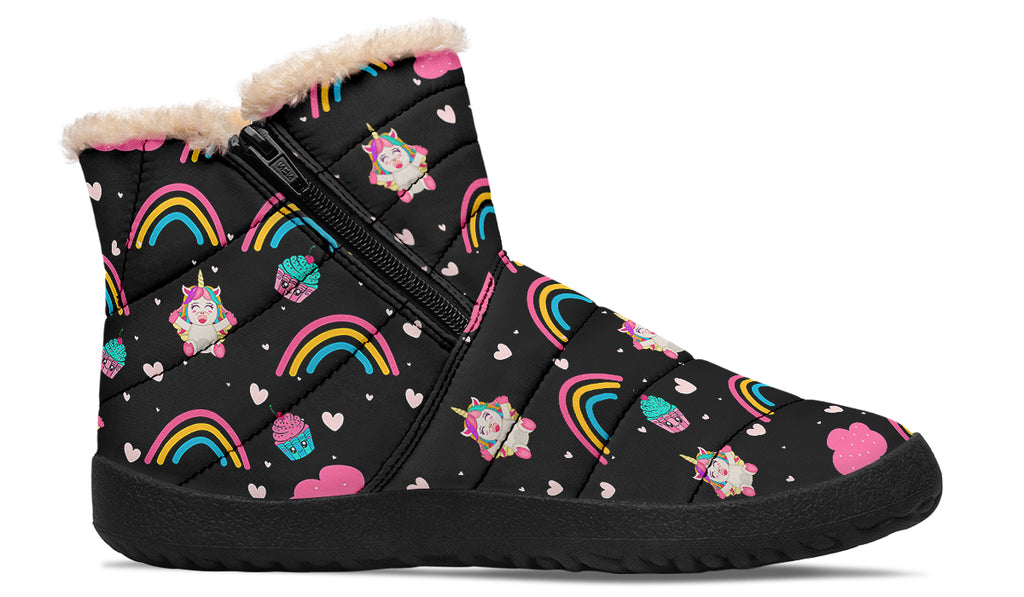 Cutesy Unicorns Faux Fur Ankle Boots