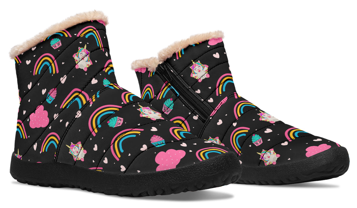 Cutesy Unicorns Faux Fur Ankle Boots