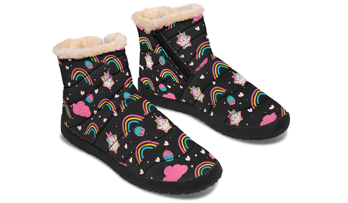 Cutesy Unicorns Faux Fur Ankle Boots