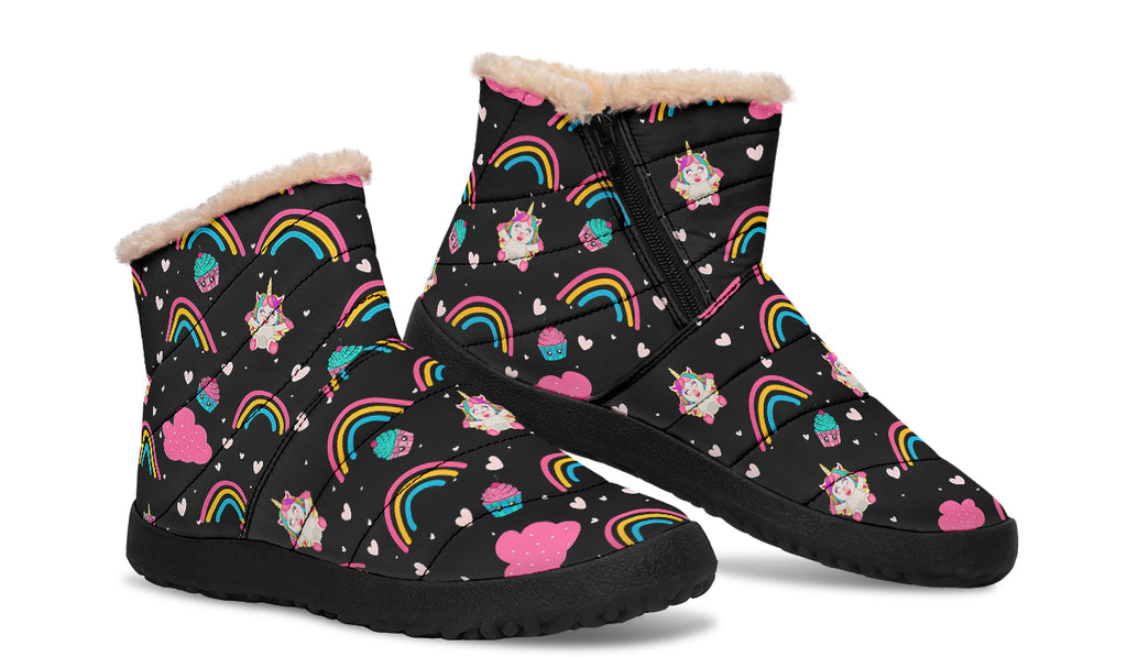 Cutesy Unicorns Faux Fur Ankle Boots