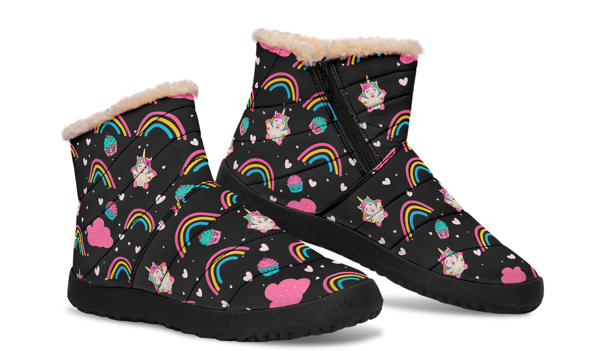 Cutesy Unicorns Faux Fur Ankle Boots