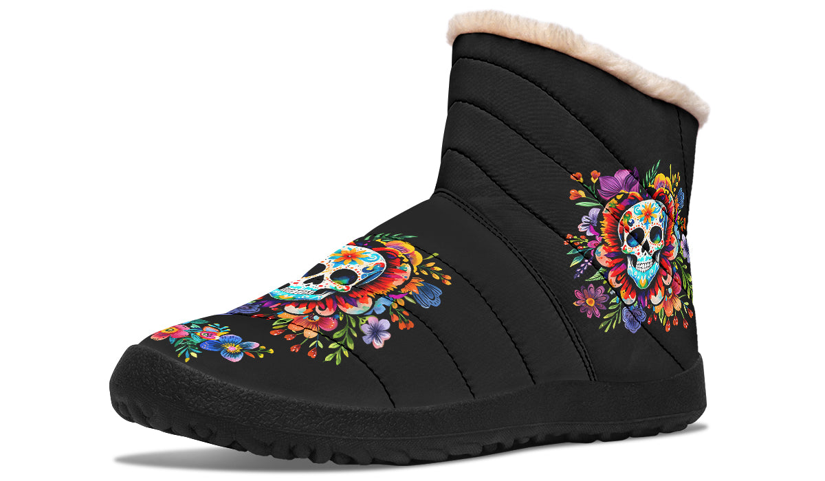 Day Of The Dead Faux Fur Ankle Boots