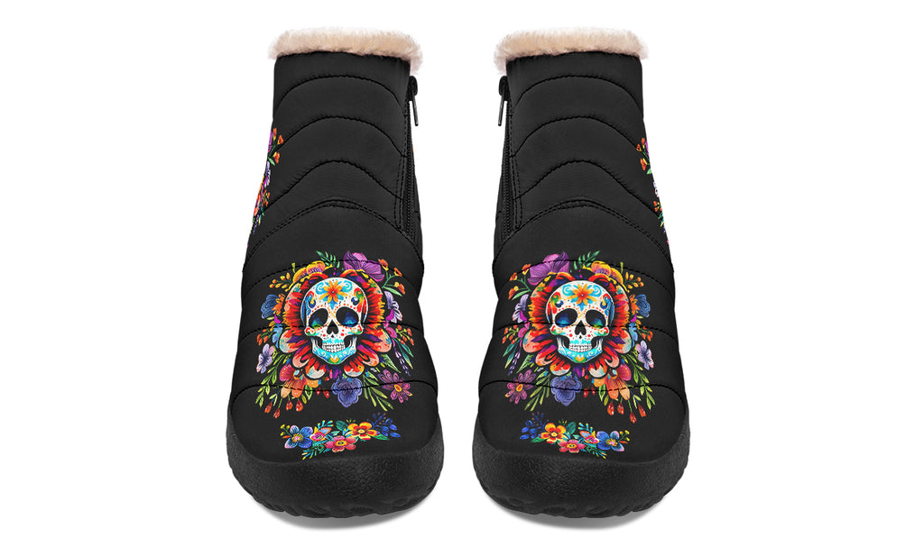 Day Of The Dead Faux Fur Ankle Boots