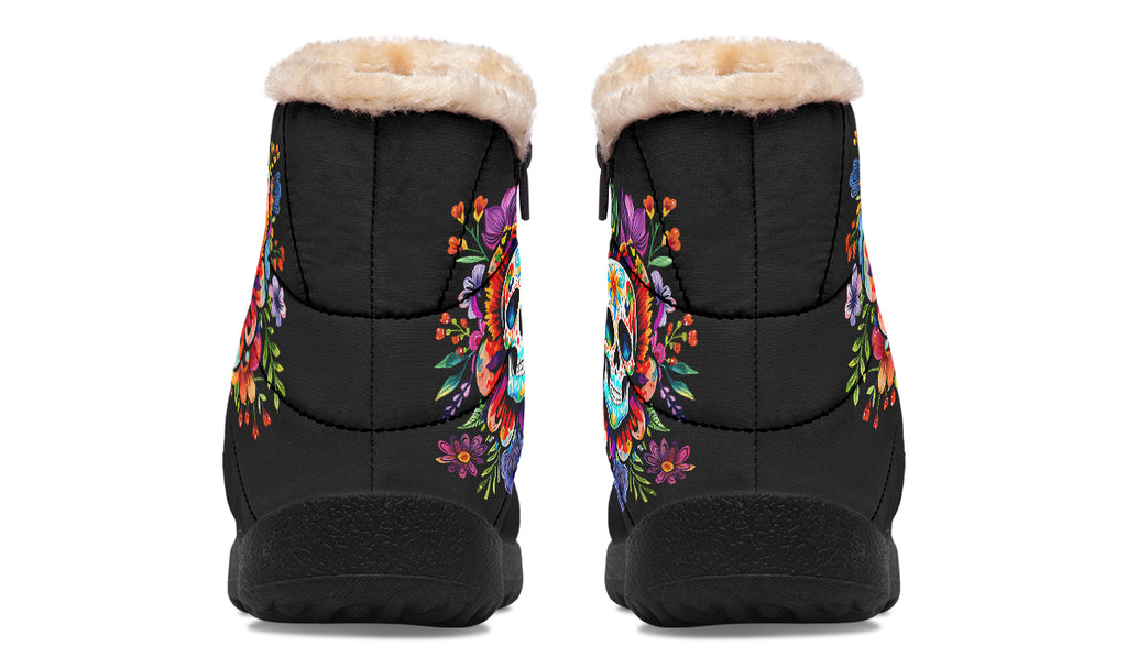 Day Of The Dead Faux Fur Ankle Boots