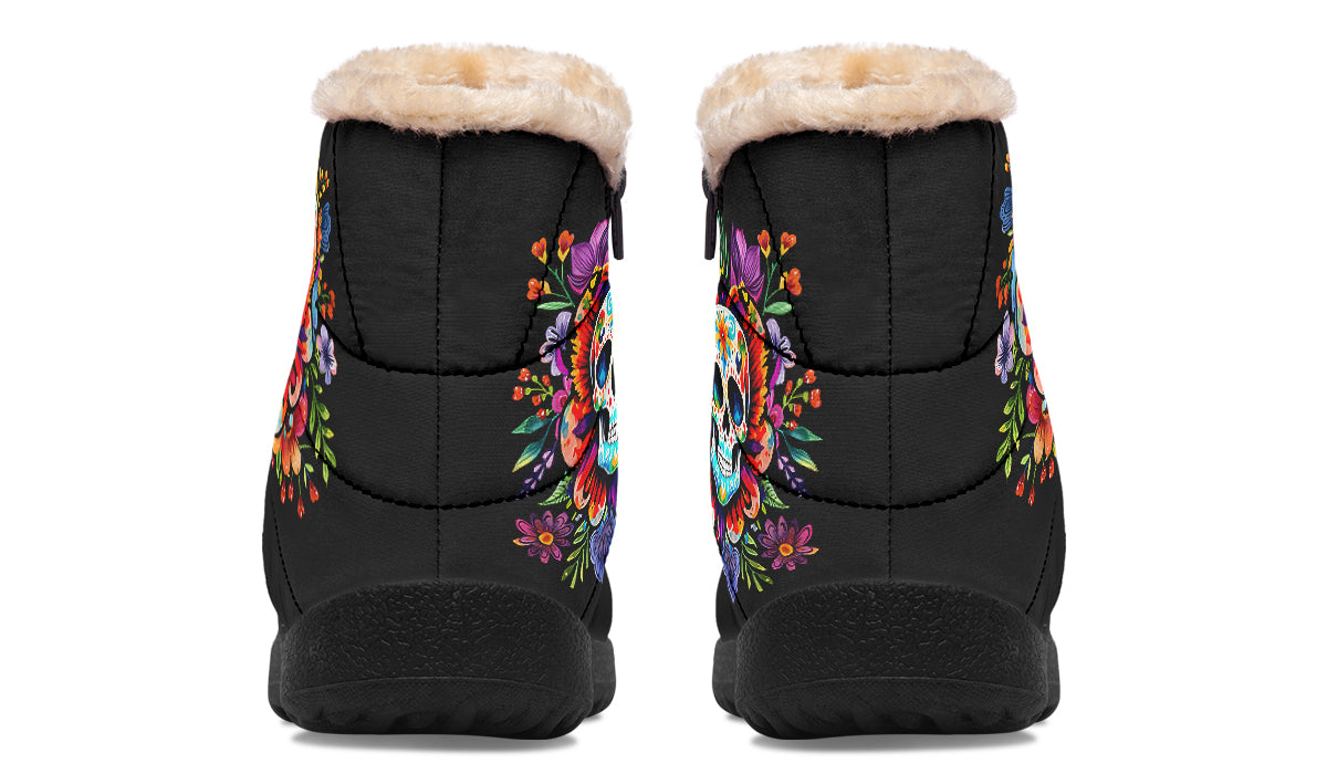 Day Of The Dead Faux Fur Ankle Boots