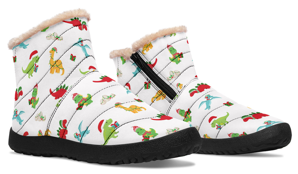 Dino Christmas Faux Fur Ankle Boots