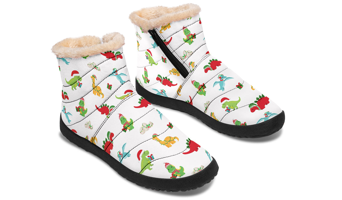Dino Christmas Faux Fur Ankle Boots