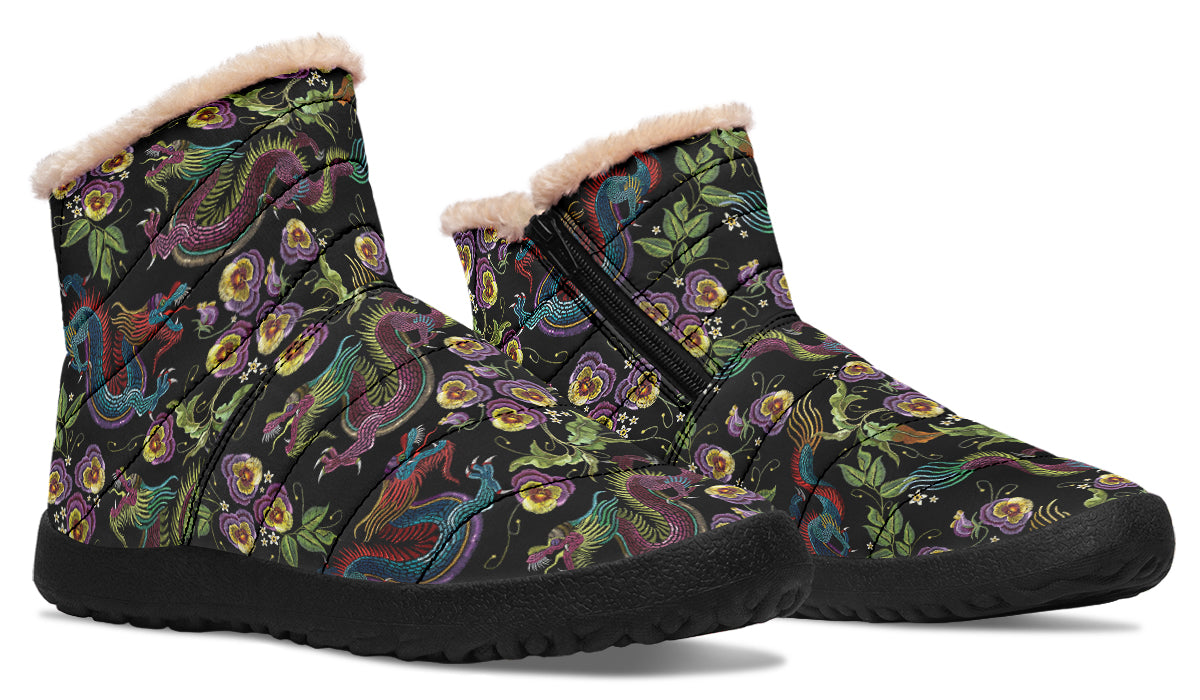 Dragon Noir Faux Fur Ankle Boots