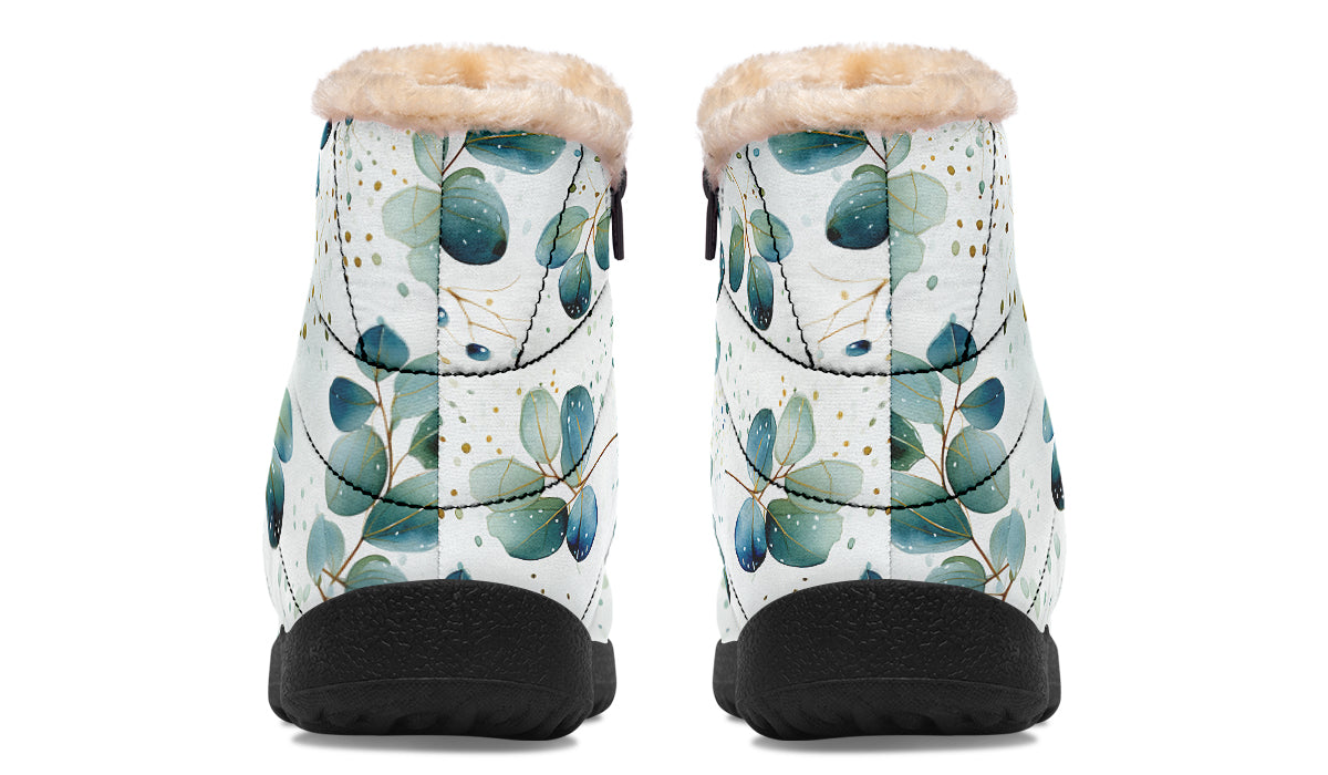 Eucalyptus Leaves Faux Fur Ankle Boots