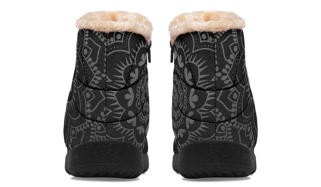 Golden Mandala Faux Fur Ankle Boots