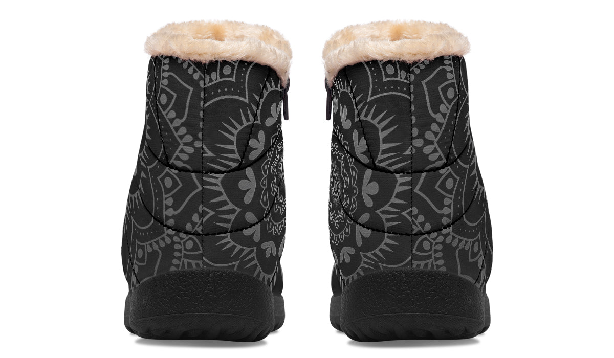 Golden Mandala Faux Fur Ankle Boots