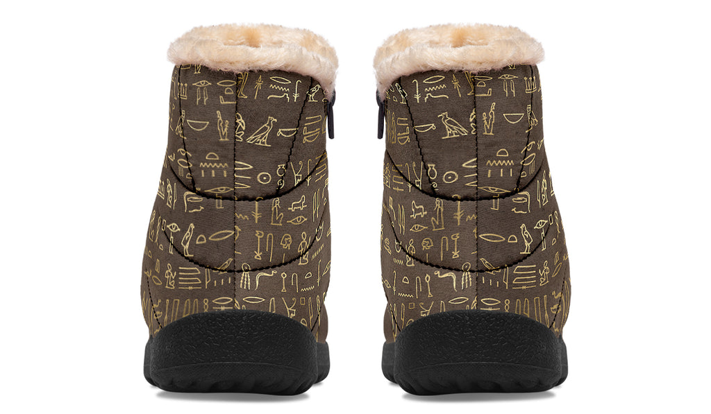 Hieroglyphics Faux Fur Ankle Boots