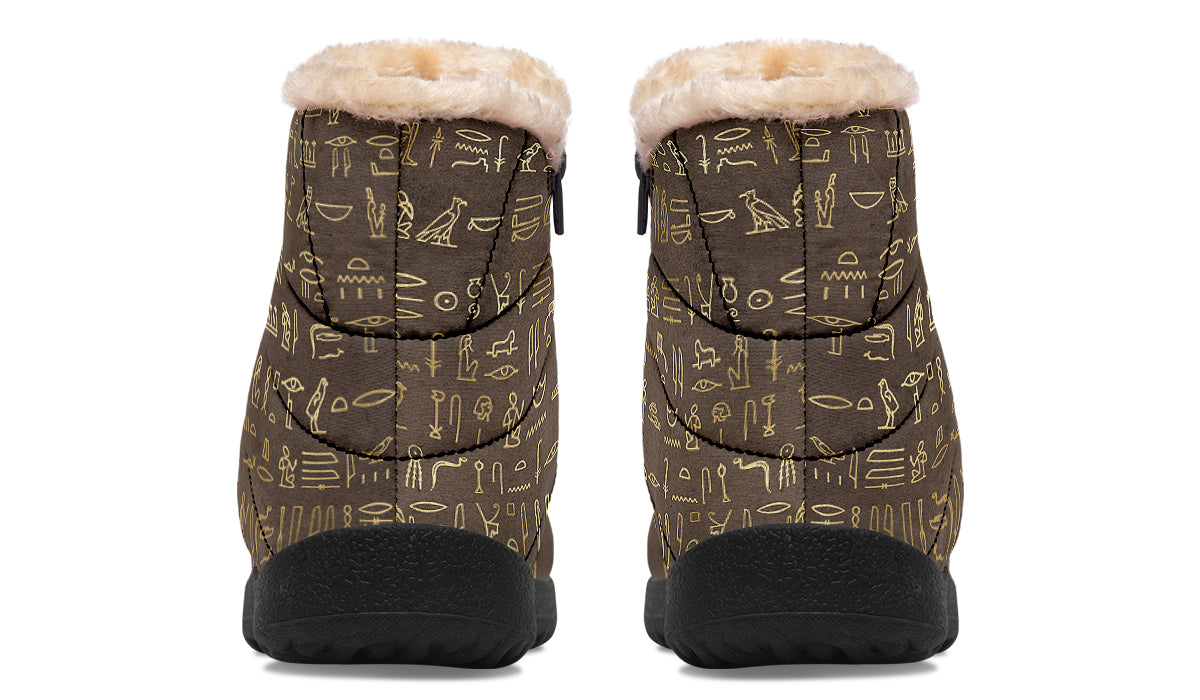 Hieroglyphics Faux Fur Ankle Boots