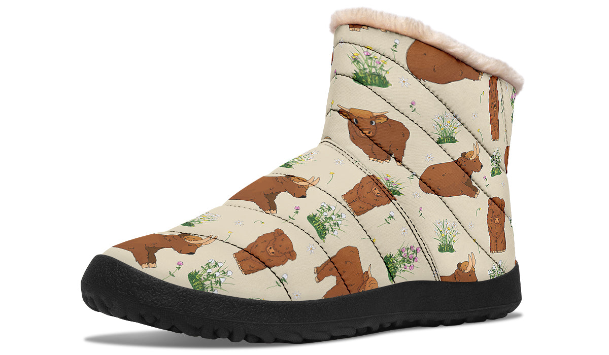 Highland Cows Faux Fur Ankle Boots