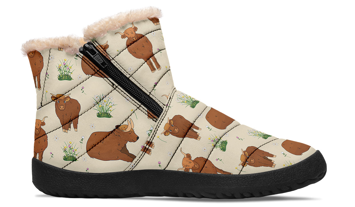 Highland Cows Faux Fur Ankle Boots