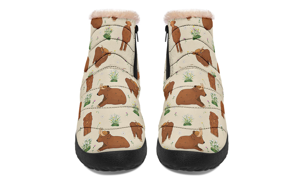 Highland Cows Faux Fur Ankle Boots