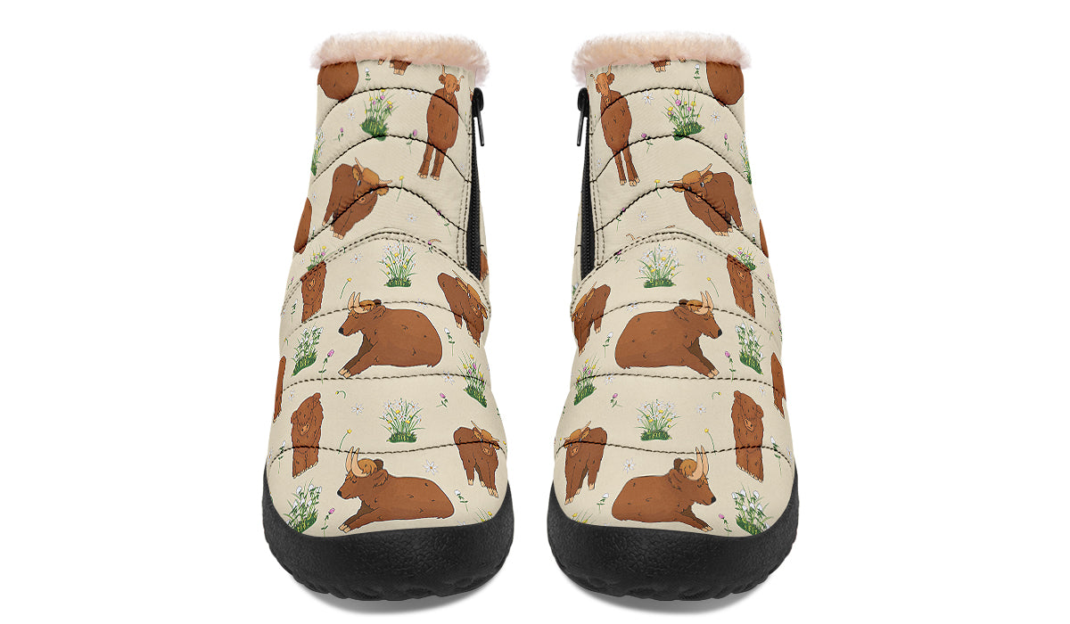 Highland Cows Faux Fur Ankle Boots