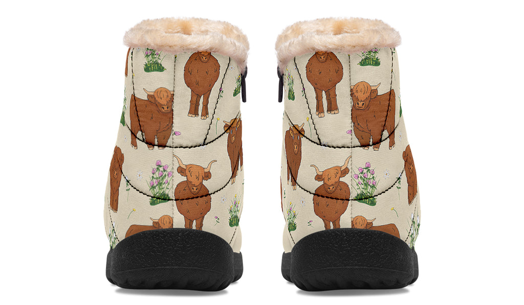 Highland Cows Faux Fur Ankle Boots