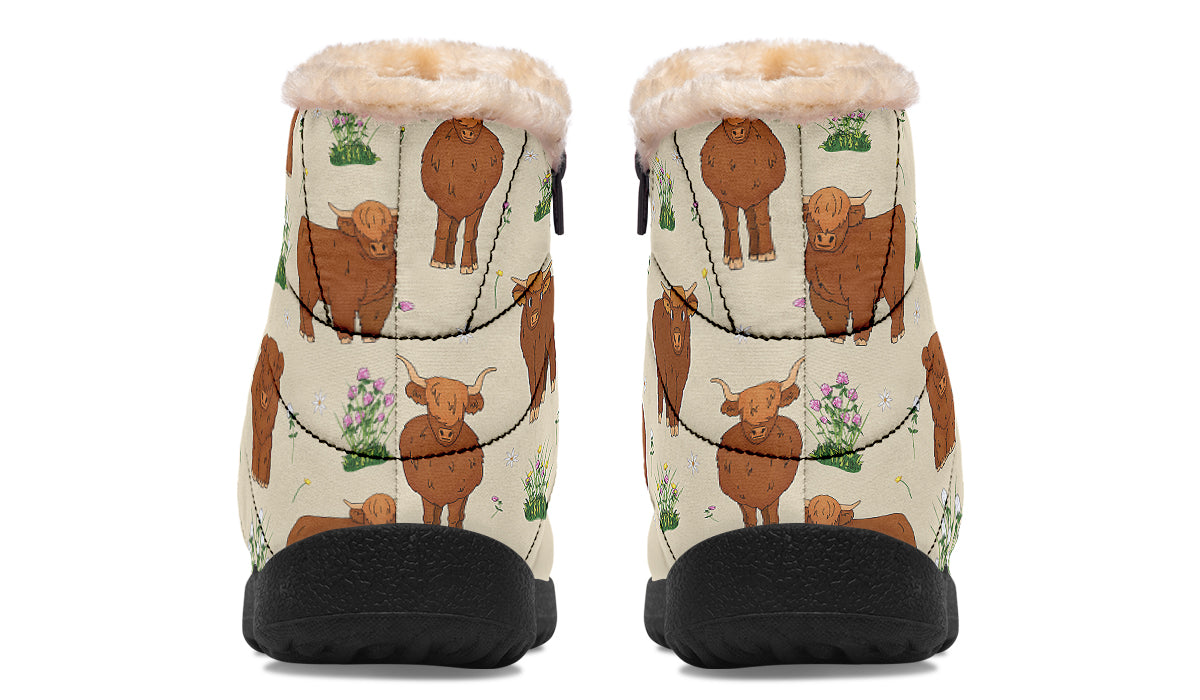 Highland Cows Faux Fur Ankle Boots