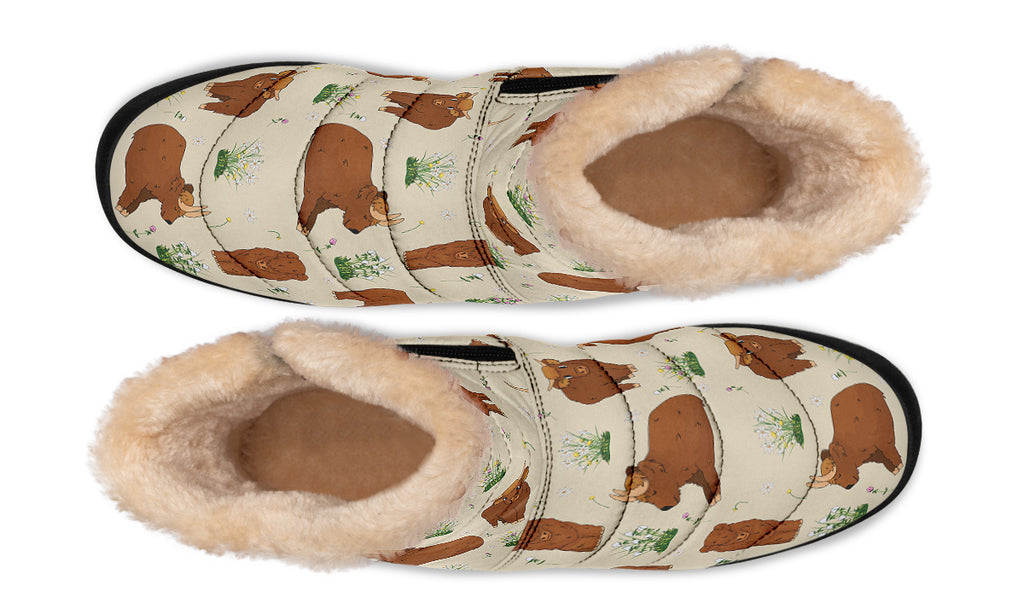 Highland Cows Faux Fur Ankle Boots