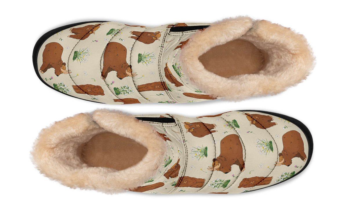 Highland Cows Faux Fur Ankle Boots