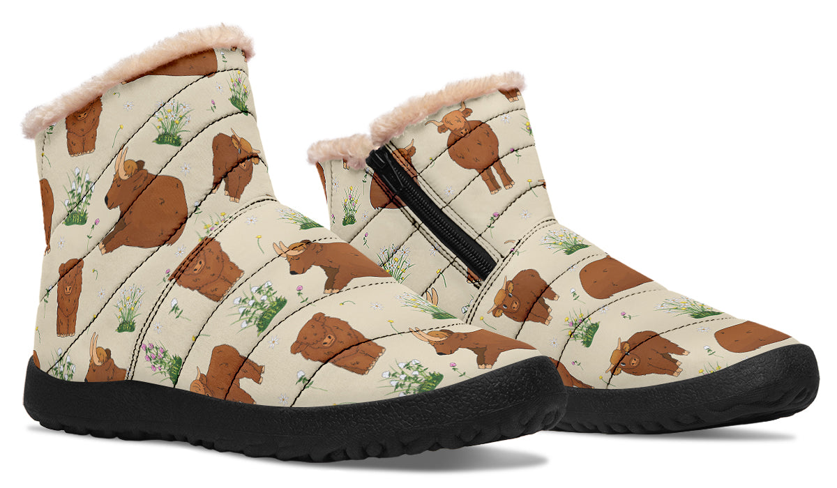 Highland Cows Faux Fur Ankle Boots