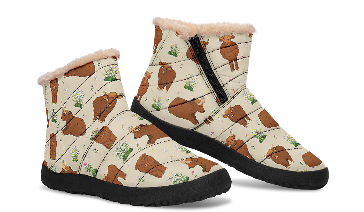 Highland Cows Faux Fur Ankle Boots