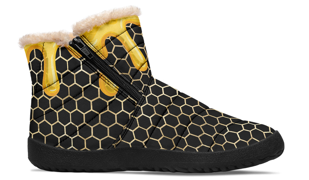 Honeycomb Faux Fur Ankle Boots