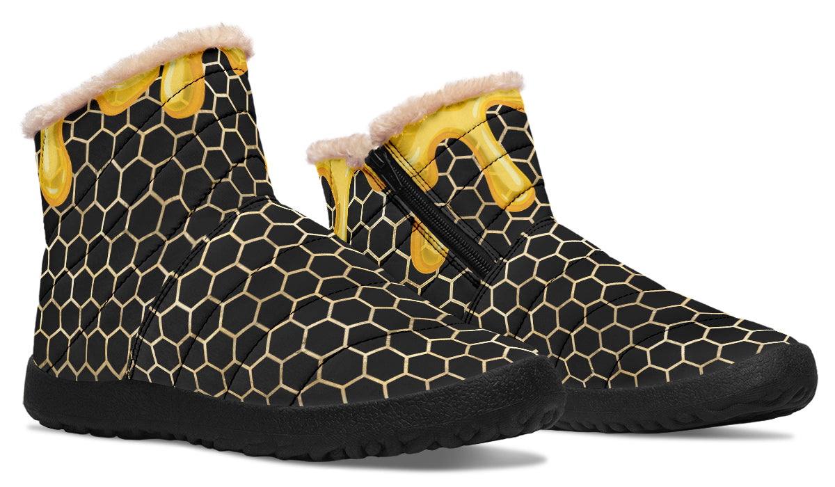 Honeycomb Faux Fur Ankle Boots