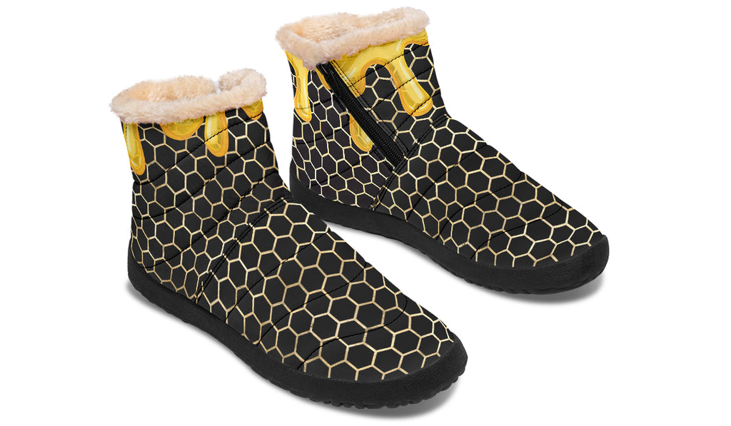 Honeycomb Faux Fur Ankle Boots