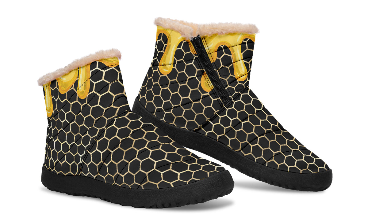 Honeycomb Faux Fur Ankle Boots
